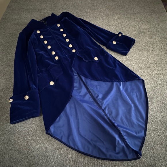 Leg Avenue Jackets & Blazers - Leg Avenue Blue Velvet Steampunk Tailcoat Jacket Silver Button Costume Medium